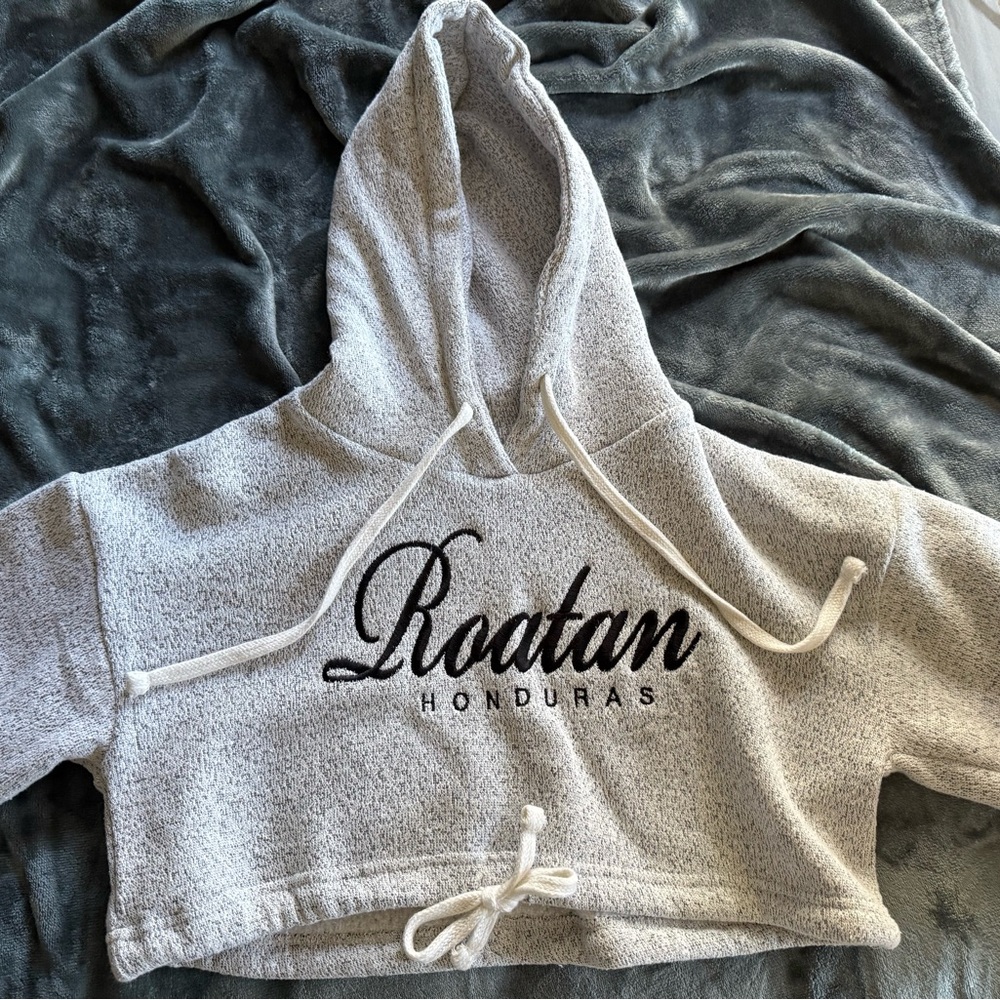 Gray Roatan Honduras Cropped Hoodie